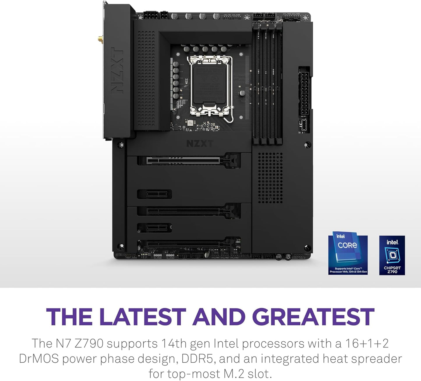 NZXT N7 Z790 DDR5 ATX Motherboard — Intel LGA1700, Wi-Fi, Bluetooth