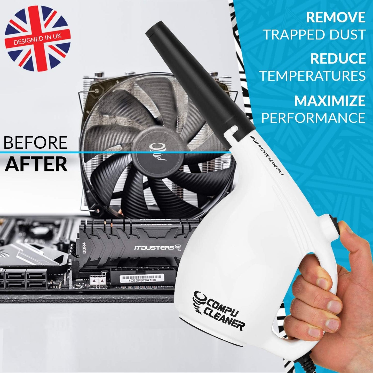 IT Dusters CompuCleaner Original Electric Air Duster Blower for PC, Laptop, Console, electronics and Home Cleaning PC36