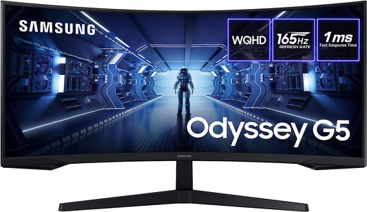 Samsung Odyssey G5 LC34G55TWWRXXU 34" 1000R Curved Gaming Monitor - 165Hz, 1ms, 1440p WQHD, Freesync Premium, HDR10 PC36