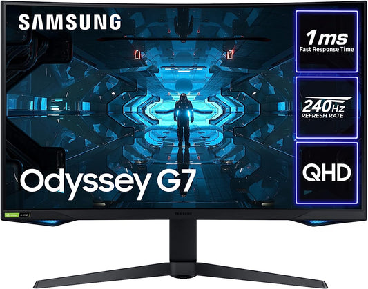 Samsung Odyssey G7 LC27G75TQSRXXU 27" 1000R Curved Gaming Monitor - 240Hz, 1ms, 1440p QHD, Gsync, QLED, HDR600 PC36