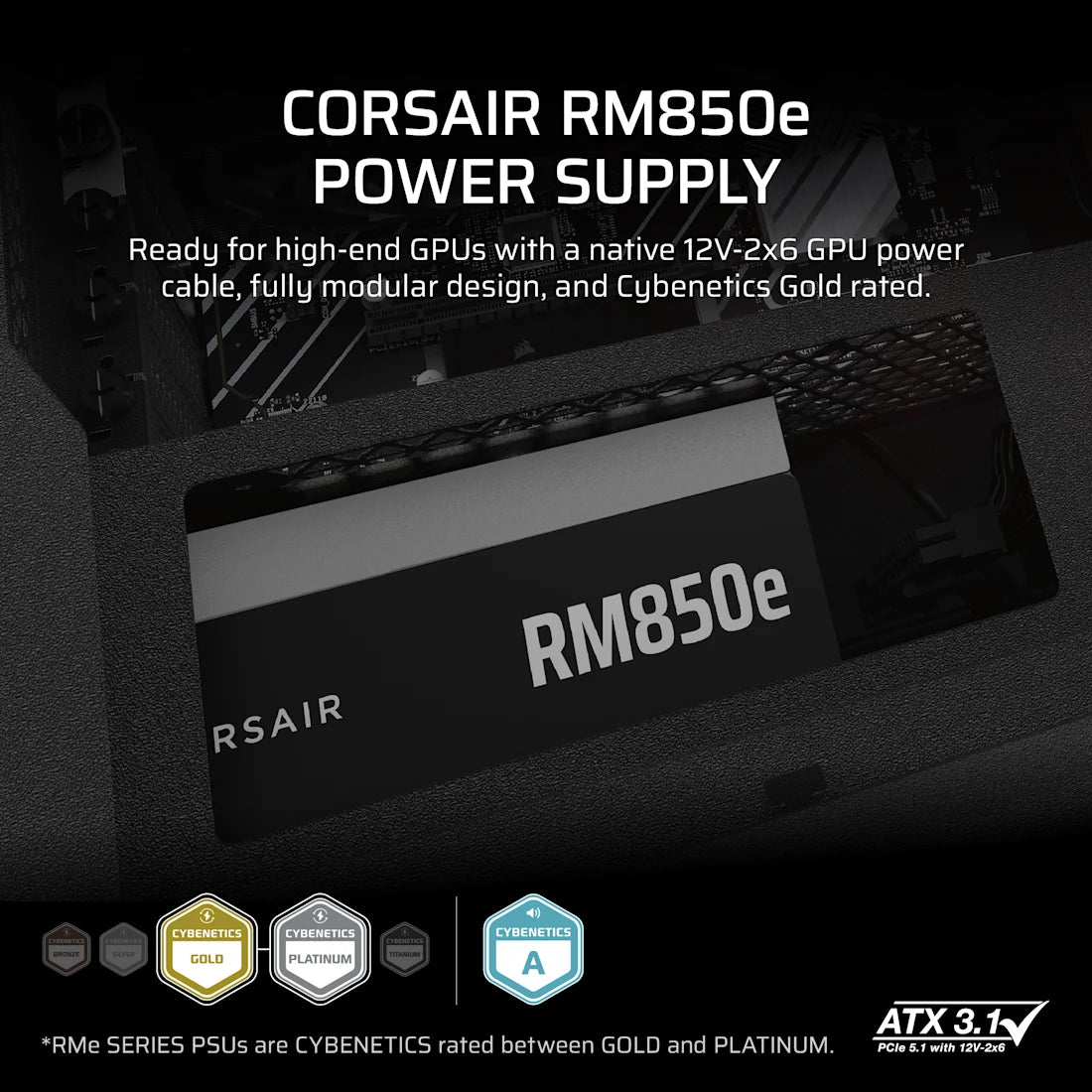 Corsair RM850e 850W Fully Modular ATX 3.1 PCIe 5.1 Power Supply