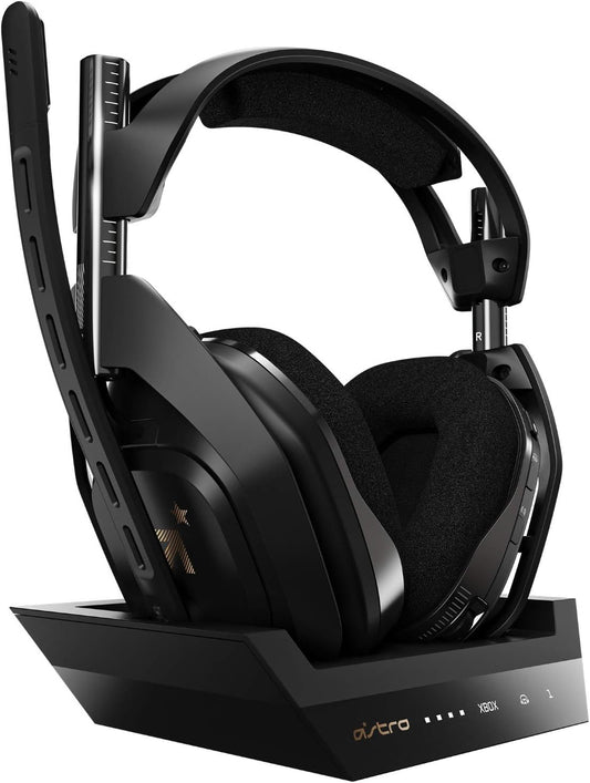 ASTRO Gaming A50 Wireless Gaming Headset + Charging Base Station | Game/Voice Balance Control, 2.4 GHz Wireless, 15 m Range, for PC, Xbox Series X|S, Xbox One, Mac - Black/Gold PC36