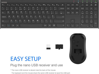 Arteck Wireless Keyboard and Mouse Set PC36