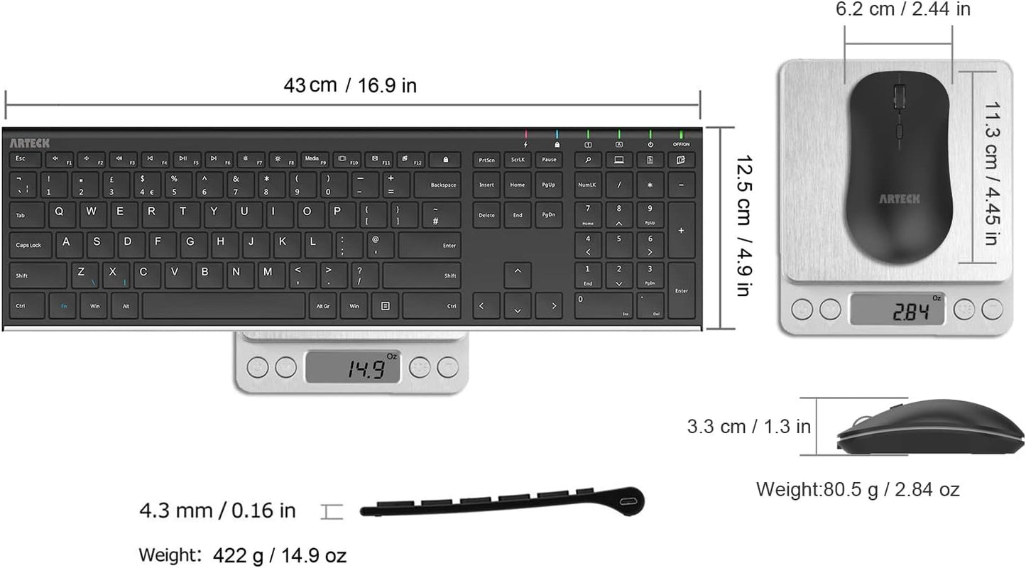 Arteck Wireless Keyboard and Mouse Set PC36