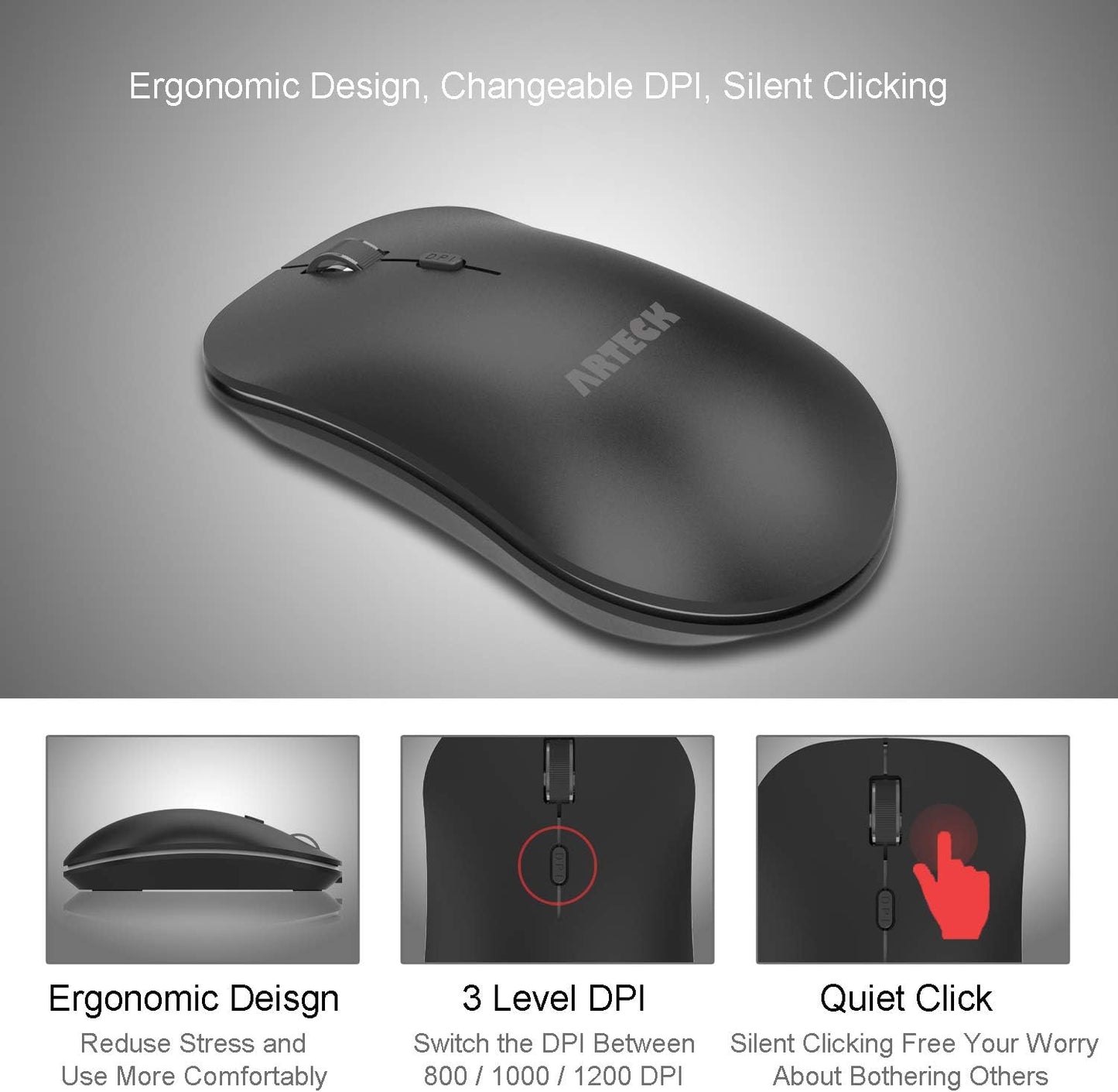 Arteck Wireless Keyboard and Mouse Set PC36