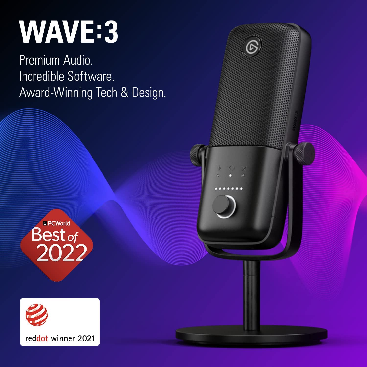 Elgato Wave 3 Microphone | Premium Studio Quality USB Condenser Microphone for Streaming, Podcast, Gaming and Home Office PC36